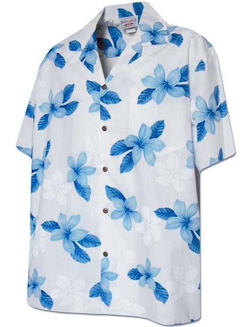 flower power blue hawaiian cotton shirt