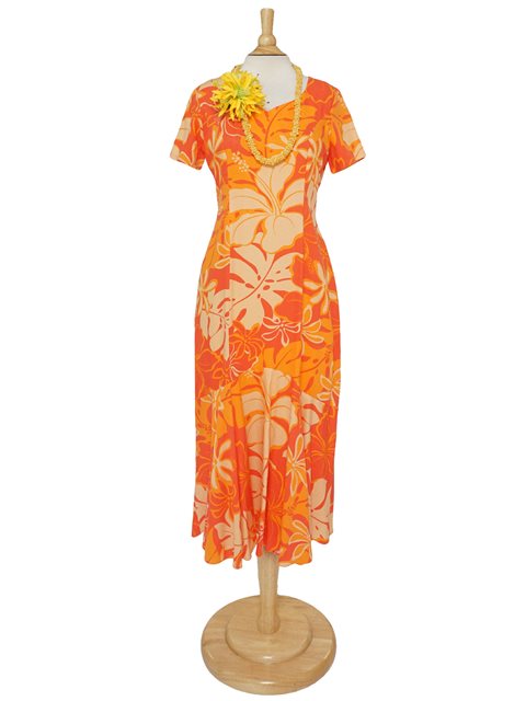 orange hawaiian dress