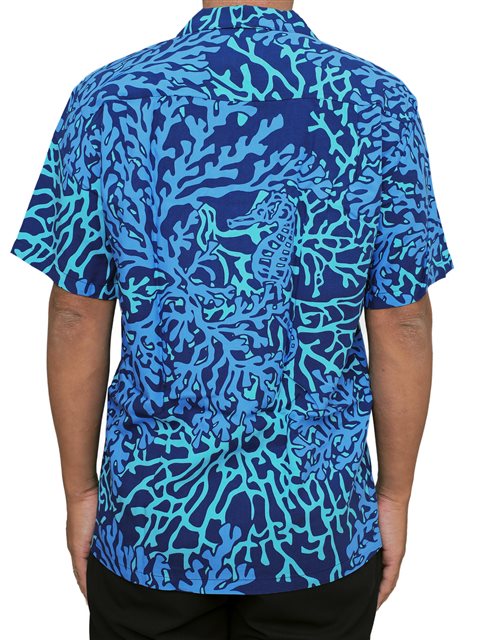  Seahorse Conch Shell Ocean Hawaiian Shirt for Men Mens