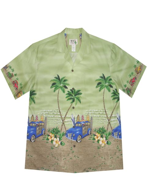 KY'S Classic Hibiscus Red Cotton Men's Hawaiian Shirt , L