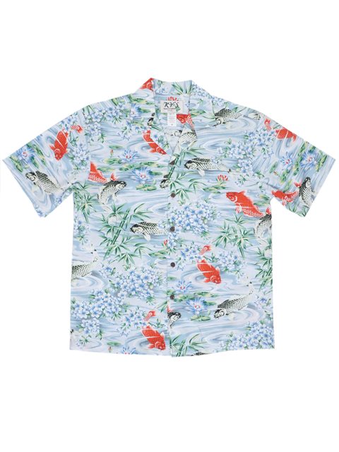 KY'S Koi Fish Blue Men's Hawaiian Shirt , XL
