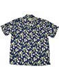 Paradise Found Mini Anthurium Navy Rayon Men&#39;s Hawaiian Shirt