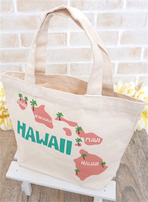 Pink Island Canvas Mini Tote Bag AlohaOutlet