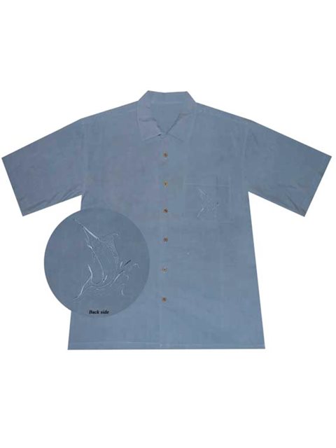 Ky's Marlin Blue Silk Men's Hawaiian Shirt