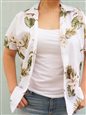 Ky&#39;s Classic Orchid White Cotton Women&#39;s Hawaiian Shirt