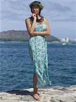 Coral of the Sea Palm Groove Green Polyester Pali Maxi Dress