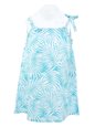 Coral of the Sea White Fern Aqua Blue Polyester Girls Hawaiian Dress