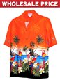 [Wholesale] Pacific Legend Parrot  Orange Cotton Men&#39;s Border Hawaiian Shirt