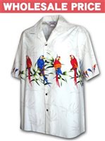 Aloha Republic Men's Parrots Hawaiian Shirt - Blue - Engineered