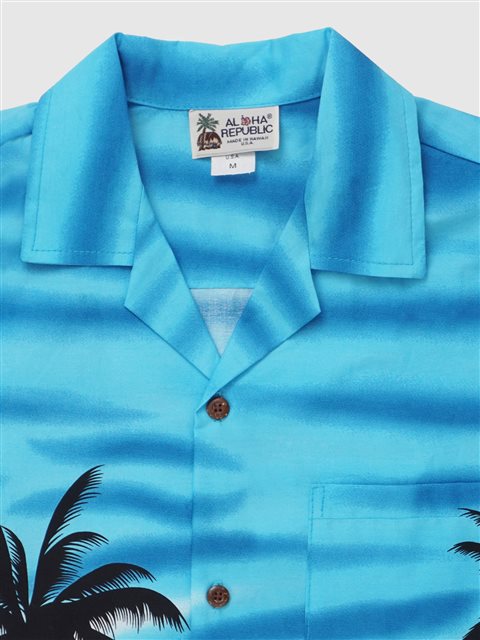 Aloha Republic Diamond Head Dusk Blue Hawaiian Shirt X-Large