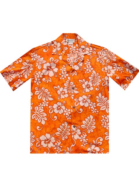 aloha shirts  オレンジ　M アロハシャツ　※42