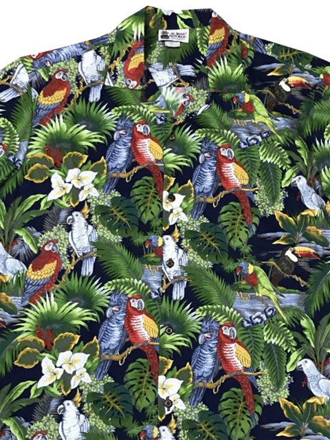 Aloha Republic Men's Parrots Hawaiian Shirt - Blue - Engineered