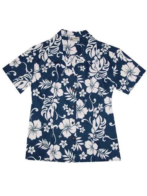 Two Palms Makapuu Purple Cotton Women's Hawaiian Shirt