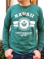 【Aloha Outlet限定】 UH 男女兼用 ハワイ大学 長袖Tシャツ [UH クラシックシール/グリーン]