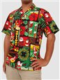 Aloha Republic Santa Black Cotton Men&#39;s Hawaiian Christmas Shirt