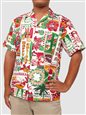 Aloha Republic Santa Cream Cotton Men&#39;s Hawaiian Christmas Shirt