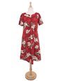 Ky&#39;s Classic Orchid Red Cotton Hawaiian Midi Muumuu Dress