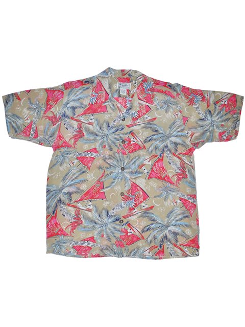 Avanti Paradise Floral Navy Silk Men's Hawaiian Shirt , Xs