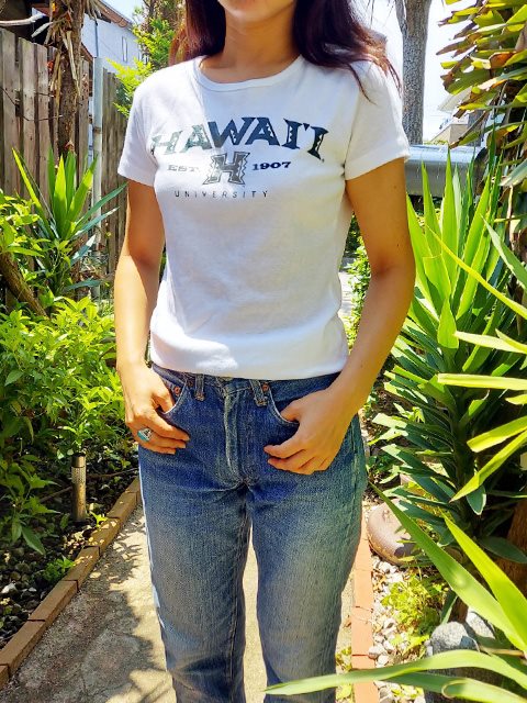 【Aloha Outlet限定】 UH ハワイ大学 レディース 半袖 Tシャツ [ビッグH/ホワイト]