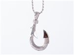 Paradise Collection Sterling Silver Hawaiian Koa Fish Hook Pendant