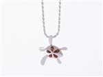 Paradise Collection Sterling Silver Honu on Koa Wood Flower Pendant