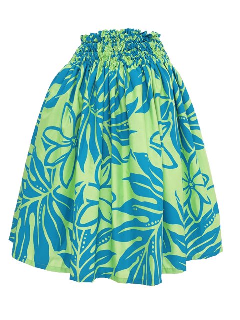 Anuenue (Pau) Tiare Fern Lime Poly Cotton Single Pau Skirt