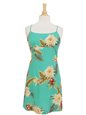 Two Palms Ceres Green Rayon Hawaiian Short Spagehtti Dress