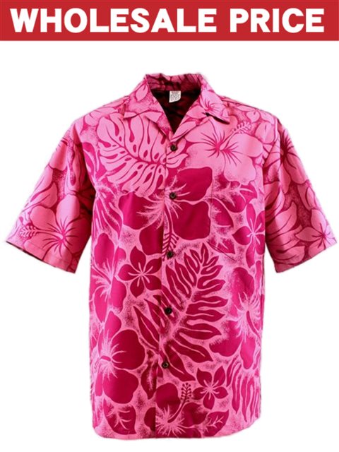 [Wholesale] Gradation Medley Pink Poly Cotton Men's Hawaiian Shirt