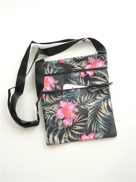 Hibiscus Black Hawaiian Passport Bag Alohaoutlet