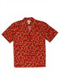 Two Palms Hula Gal Red Cotton Men&#39;s Open Collar Hawaiian Shirt