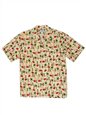 Two Palms Hula Gal Cream Cotton Men&#39;s Open Collar Hawaiian Shirt