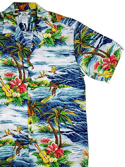 Royal Hawaiian Creations Tropical Flowers Teal Rayon Men's Hawaiian Shirt , M