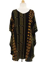 Napua Collection Honolulu Tribal Black Rayon Cover Up w/ Shoulder Holes