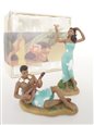 Ukulele Boy &amp; Woman in Sarong Fine Porcelain Hawaiian Miniature Ceramic Figurine Set