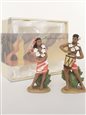 Drummer Boy &amp; Graceful Dancer Fine Porcelain Hawaiian Miniature Ceramic Figurine Set