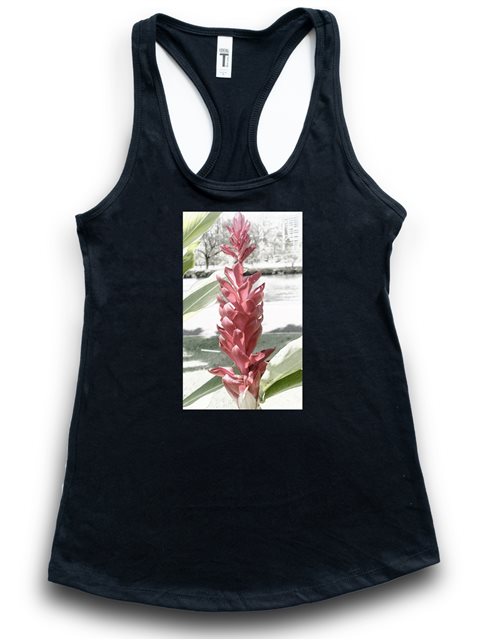 Exclusive] Honi Pua Red Ginger Ladies Hawaiian Racerback Tank Top