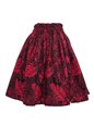 Anuenue (Pau) Hibiscus, Tiare &amp; Monstera Leaf Black &amp; Red Poly Cotton Single Pau Skirt / 3 Bands