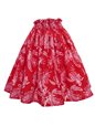 Anuenue (Pau) Dendrobium &amp; Orchid Red Poly Cotton Single Pau Skirt / 3 Bands