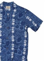 Reel Legends Hawaiian Shirt Men Medium Blue Marlin Leaf Saltwater Aloha  Outdoors