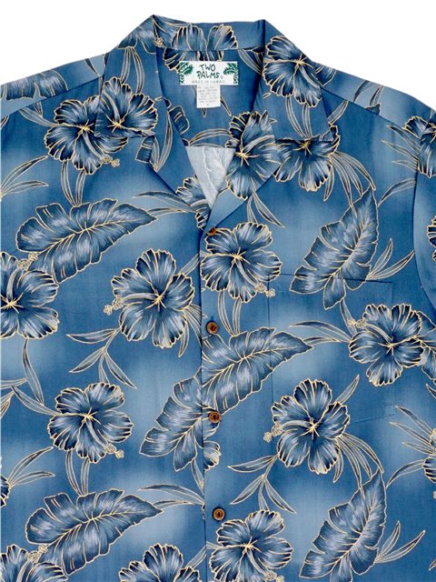 Two Palms Lanai Blue Cotton Boys Hawaiian Shirt