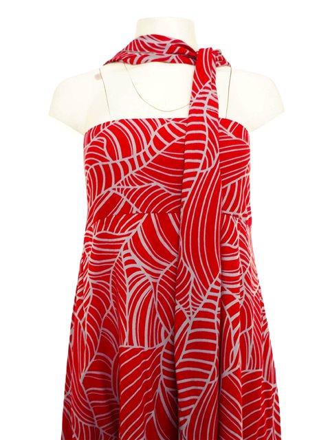 Rayon Tie Dye Stripe: Red/White