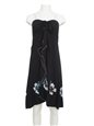 Napua Collection Honolulu Hibiscus Black/Blue Hibiscus Rayon Batic Waterfall Dress