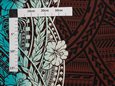 Tribal Tattoo &amp; Hibiscus Brown &amp; Aqua Poly Cotton LW-23-878