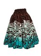 Anuenue (Pau) Tribal Tattoo & Hibiscus Brown & Aqua Poly Cotton Single Pau Skirt / 3 Bands