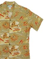 Two Palms Hula Hat Khaki Rayon Men's Hawaiian Shirt
