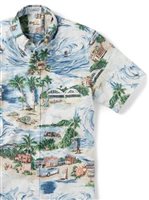 Reyn Spooner NORTH SHORE Blue Spooner Kloth Men's Hawaiian Shirt Classic Fit