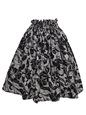 Anuenue (Pau) Hibiscus Black Poly Cotton Single Pau Skirt / 3 Bands