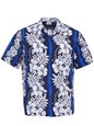 [USED ITEM] Royal Hawaiian Creations New Hibiscus Fern Panel Blue Poly Cotton Men&#39;s Hawaiian Shirt (Used)