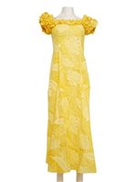 [USED ITEM] Anuenue Monstera Canary Poly Cotton Frill Puff Sleeve Long Dress(USED)