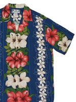 Two Palms Hibiscus & Plumeria Navy Rayon Men's Hawaiian Shirt